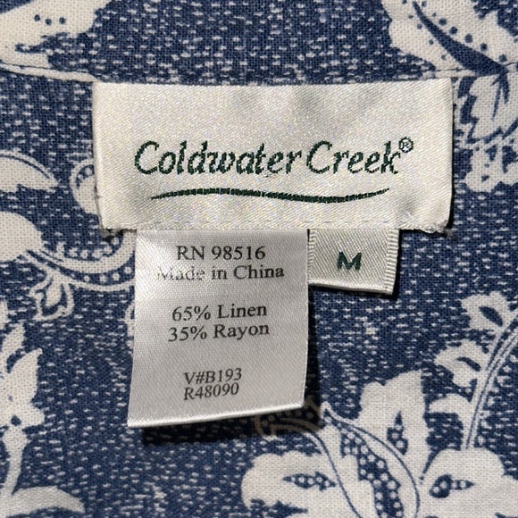 COLDWATER CREEK Linen Blend Floral Snap Front Shacket/Blouse Top Size M - Picture 2 of 7